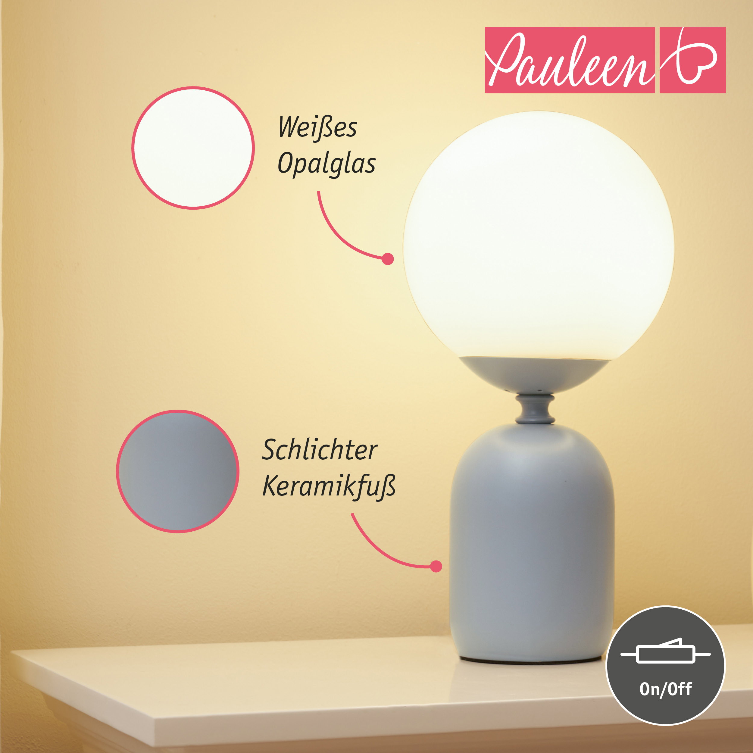 Paulmann Pauleen Tischleuchte Glowing Charm E14 max. 20W Steingrau/Weiß