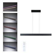 Black LED pendant light with RGB strip and remote control for modern interior lighting