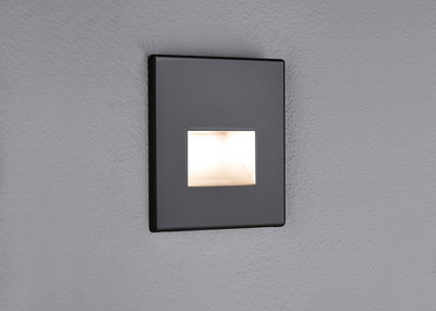 Square anthracite LED recessed wall light with warm white illumination for modern indoor lighting