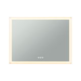 Rectangular bathroom mirror with warm white LED frame and glass touch control panel