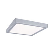 Quadratische Deckenleuchte aus silbernem Aluminium mit weißem Diffusor für modernes Raumlicht
