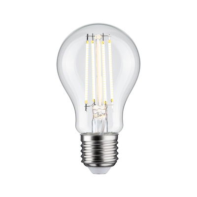 Klassische LED-Glühbirne mit transparentem Glas und E27-Fassung für energiesparende Beleuchtung