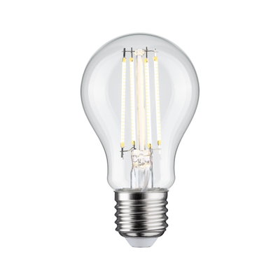 Klassische LED-Glühbirne mit transparentem Glas und E27-Fassung für energiesparende Beleuchtung