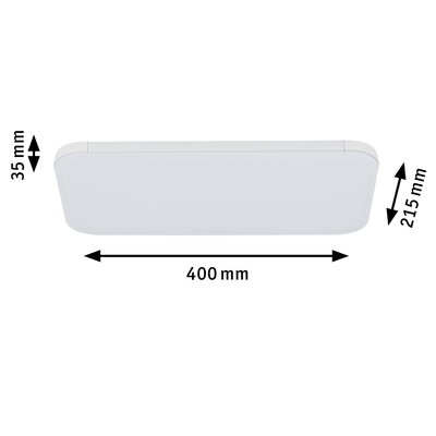 Rectangular white LED ceiling light measuring 400x215x35 mm for modern room lighting