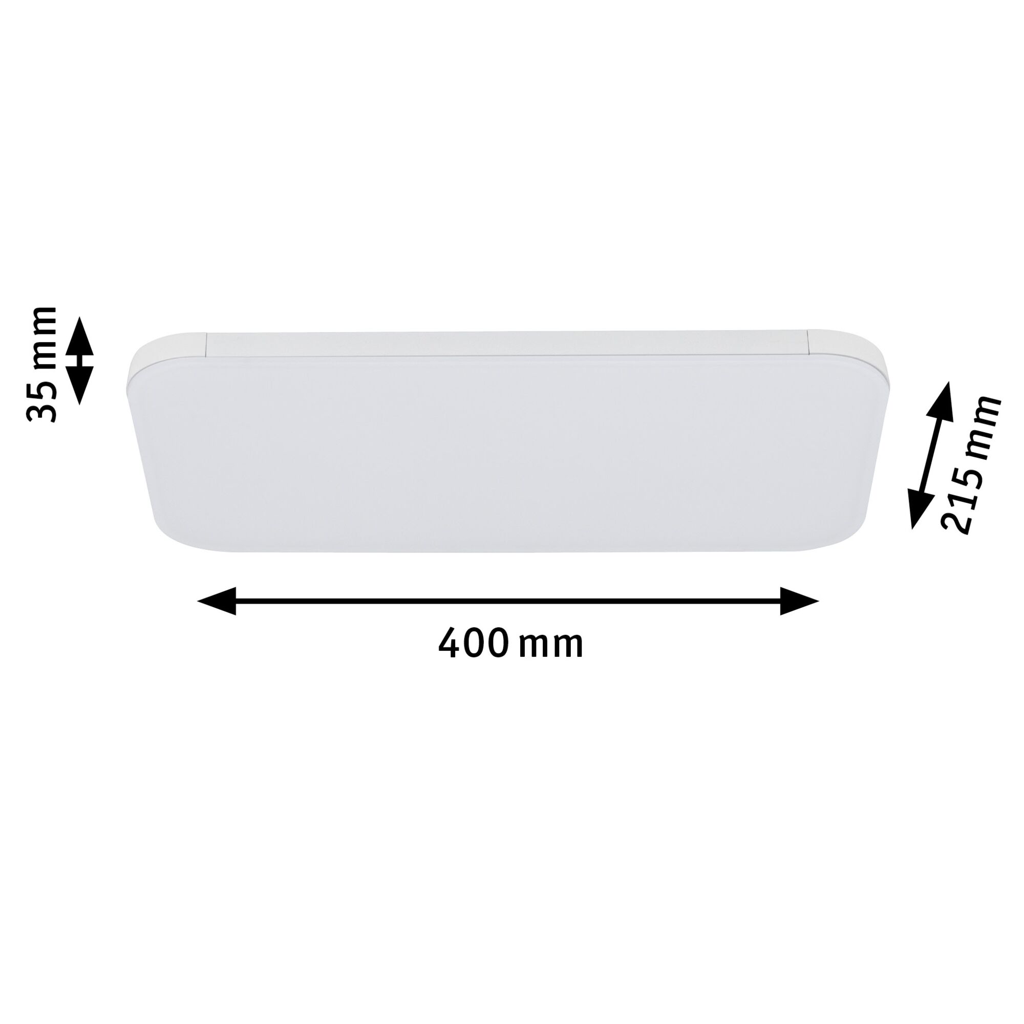 Rechteckige weiße LED-Deckenleuchte mit Maßen 400x215x35 mm für moderne Raumbeleuchtung