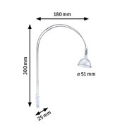 Zilveren LED-leeslamp met flexibele arm van 300x180x25 mm voor gerichte verlichting