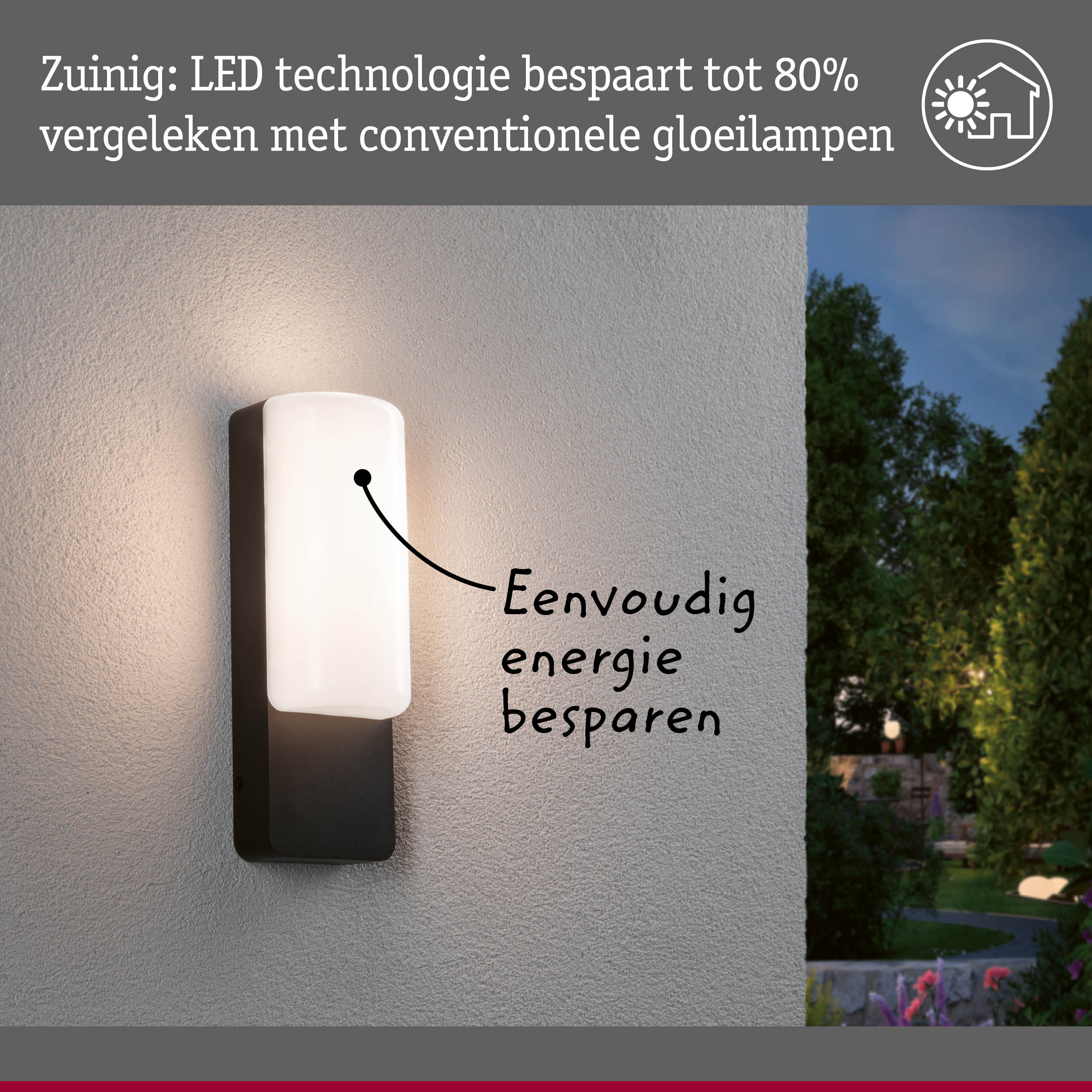 Moderne zwart-witte LED-buitenwandlamp met energiebesparende technologie en warm licht