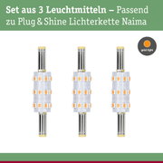 Set aus 3 LED-Leuchtmitteln in Weiß mit goldfarbenem Licht passend für Plug & Shine Lichterkette Naima