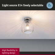 Ceiling light with clear glass and E14 socket, modern design casting light patterns on ceiling