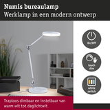 Moderne witte LED-bureaulamp Numis met touch dimmer en traploos instelbare kleurtemperatuur van warm wit tot daglichtwit