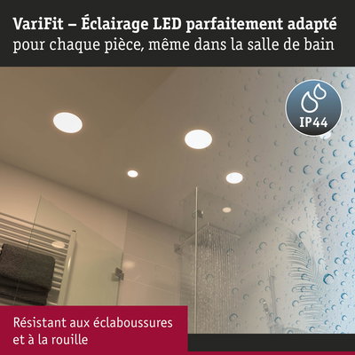 Éclairage LED encastré IP44 résistant aux éclaboussures pour salle de bain avec lumière blanche et douche en verre