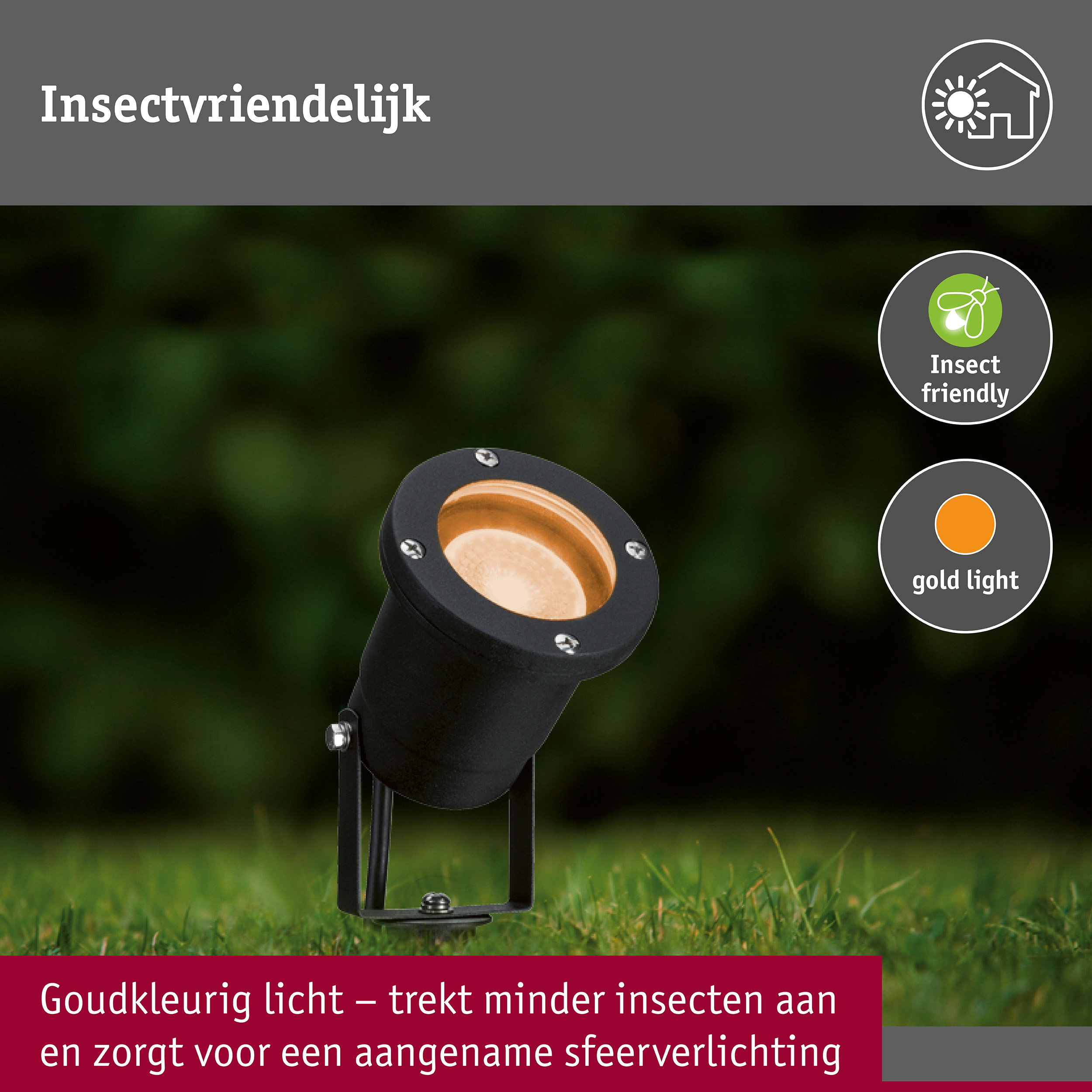 LED-tuinspots Spot insectvriendelijk IP65 rond 92mm 2200K 4,3W 320lm 230V 38° Zwart Metaal