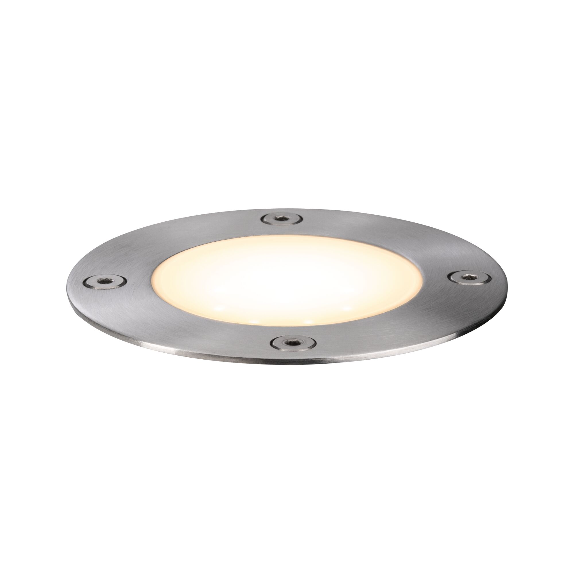 Plug & Shine LED Zapuštěné podlahové svítidlo Floor Jednoduchý spot IP67 3000K 3,8W Nerezová ocel Rundes LED-Bodeneinbauleuchte aus gebürstetem Edelstahl mit warmweißem Licht für Außenbereiche