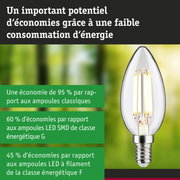 Ampoule LED en forme de bougie avec verre transparent et culot E14 pour un éclairage efficace