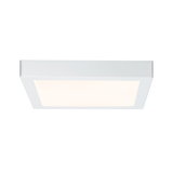 Square white LED ceiling light with matte frame for modern room lighting