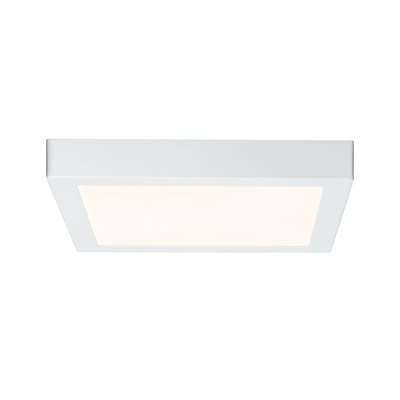 Square white LED ceiling light with matte frame for modern room lighting