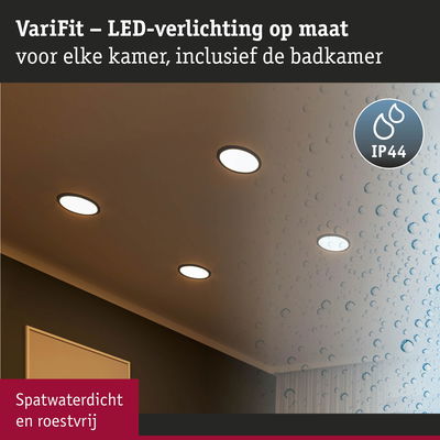 VariFit witte LED inbouwspots, spatwaterdicht en roestvrij, geschikt voor badkamer- en kamerlicht