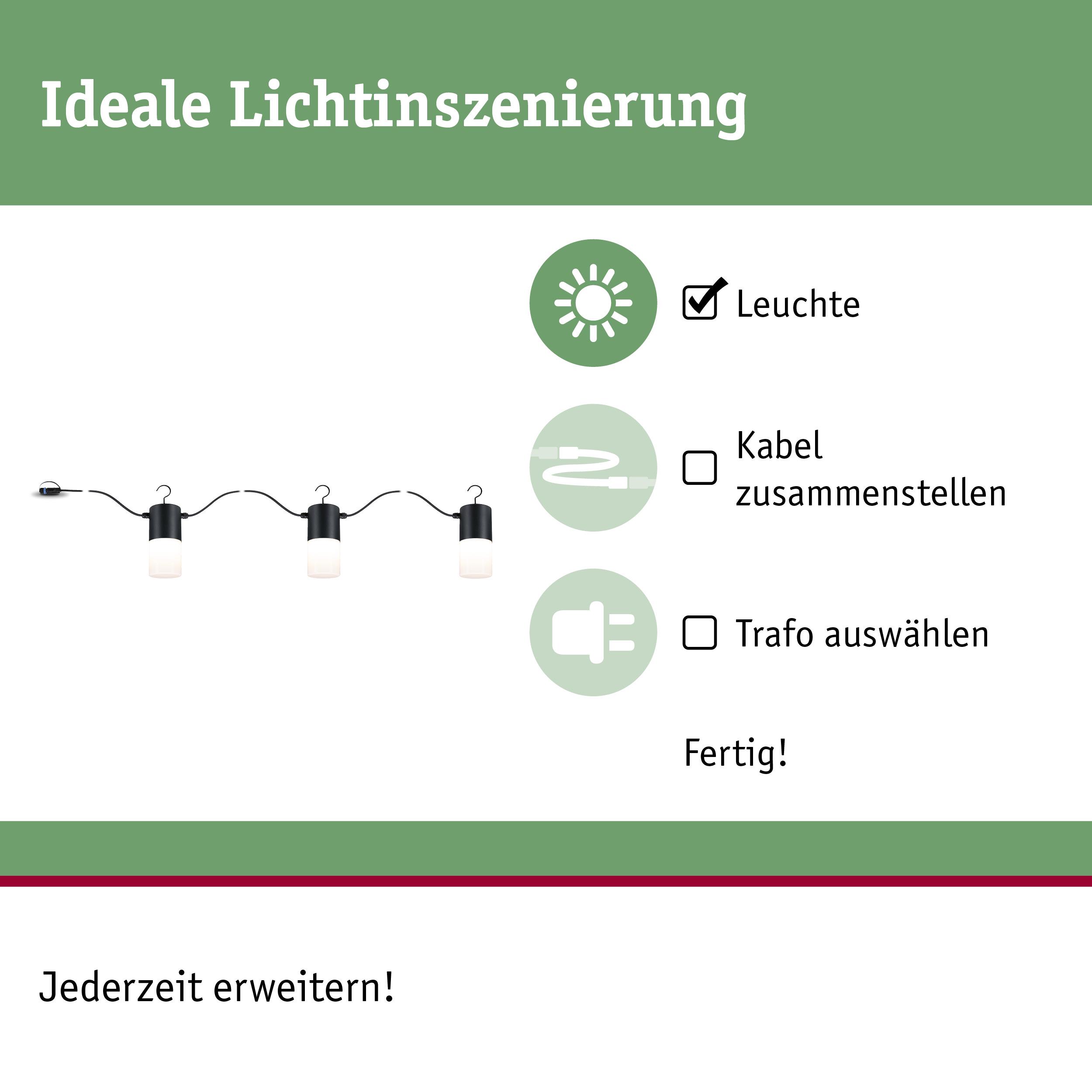 Schwarze LED-Lichterkette mit drei Lampen und Anleitung zur idealen Lichtinszenierung