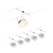 Weißer LED-Seilsystem-Strahler mit verstellbarem Kopf und silbernem Ring für moderne Beleuchtung