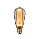 Vintage LED-Glühbirne mit bernsteinfarbenem Glas und dekorativem Leuchtfaden für stimmungsvolle Beleuchtung