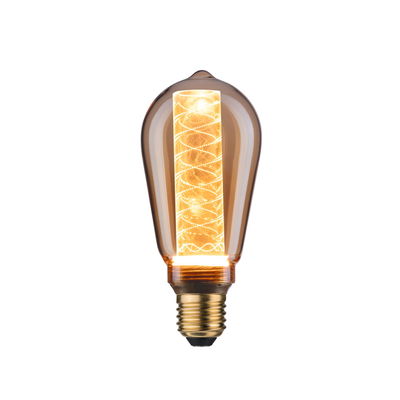 Vintage LED-Glühbirne mit bernsteinfarbenem Glas und dekorativem Leuchtfaden für stimmungsvolle Beleuchtung