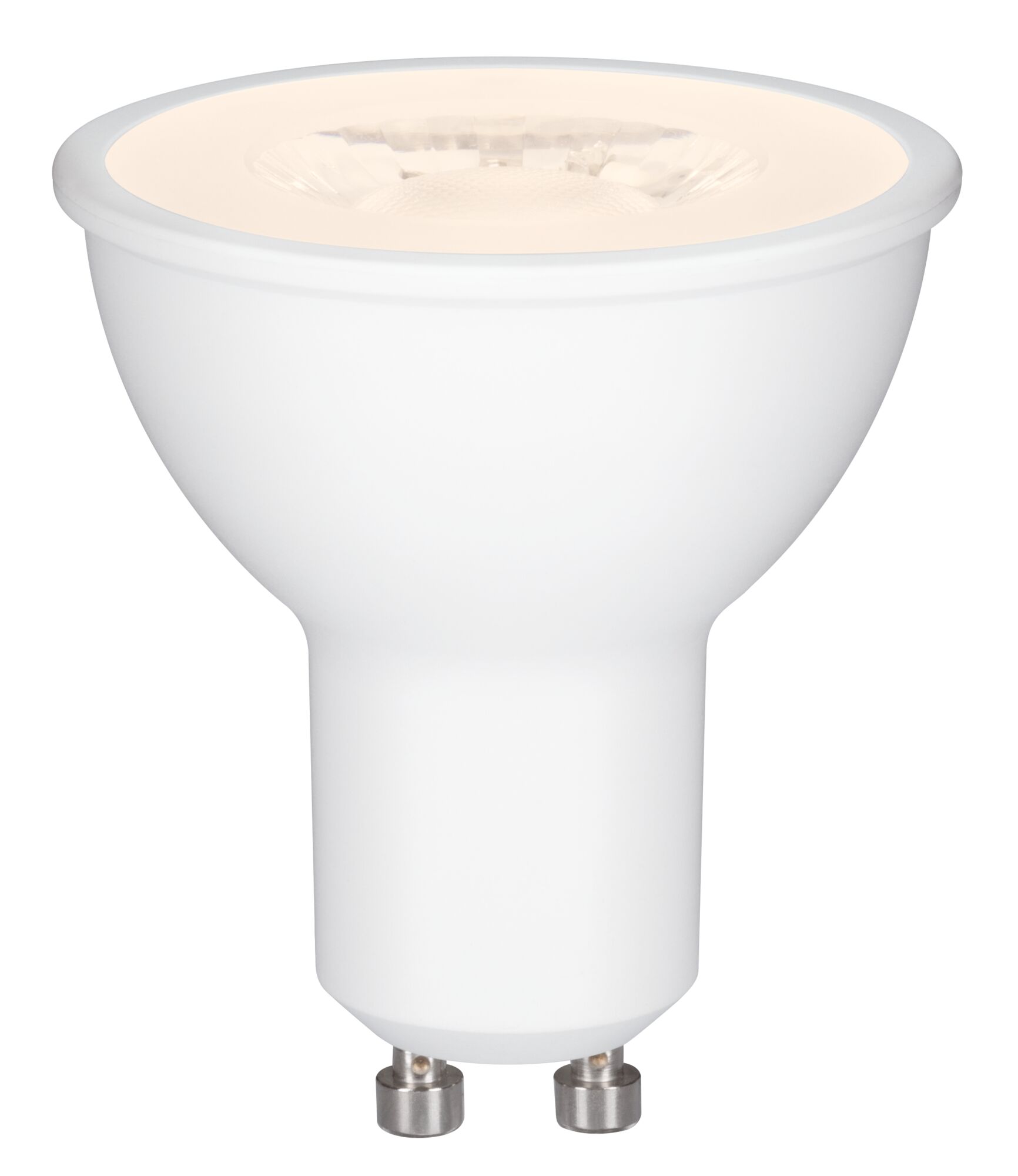 White LED reflector lamp with GU10 base made of plastic for energy-saving lighting