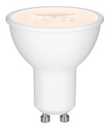 White LED reflector lamp with GU10 base made of plastic for energy-saving lighting