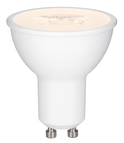 White LED reflector lamp with GU10 base made of plastic for energy-saving lighting