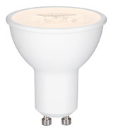 White LED reflector lamp with GU10 base made of plastic for energy-saving lighting
