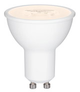 White LED reflector lamp with GU10 base made of plastic for energy-saving lighting