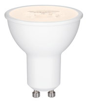 White LED reflector lamp with GU10 base made of plastic for energy-saving lighting