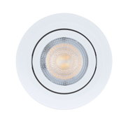 Rundes weißes LED-Einbaustrahler mit strukturiertem Glas und warmweißem Licht für moderne Innenbeleuchtung