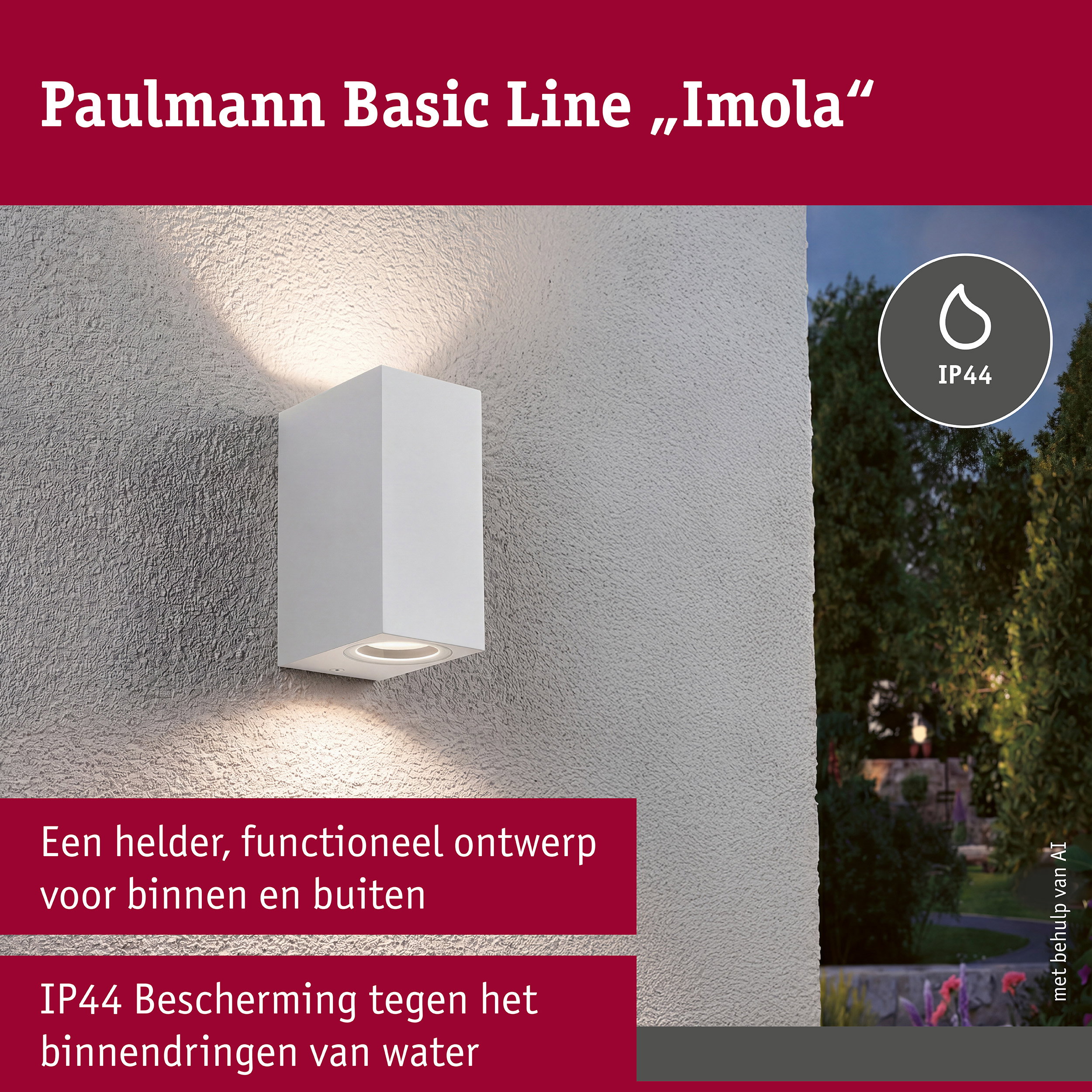Wandlamp Imola IP44 GU10 230V max. 2x10W Wit mat