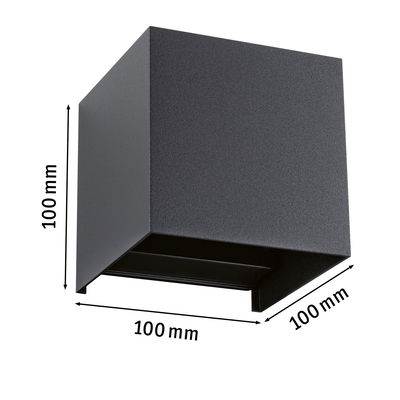 Schwarzer quadratischer Aluminium-Wandleuchter 100x100x100 mm für moderne LED-Beleuchtung