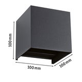 Zwarte vierkante aluminium wandlamp 100x100x100 mm voor moderne LED-verlichting