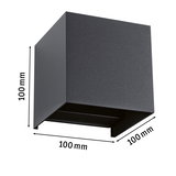 Zwarte vierkante aluminium wandlamp 100x100x100 mm voor moderne LED-verlichting