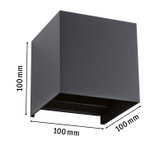 Schwarzer quadratischer Aluminium-Wandleuchter 100x100x100 mm für moderne LED-Beleuchtung