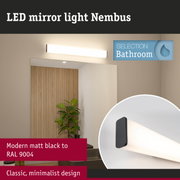 Nimbus LED mirror light in matt black and white for modern bathroom lighting