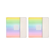 Two square light switches with rainbow colors and white border, modern wall installation design