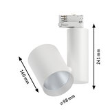 Weißer LED-Spot aus Metall mit 98 mm Durchmesser und 241 mm Höhe für moderne Innenbeleuchtung