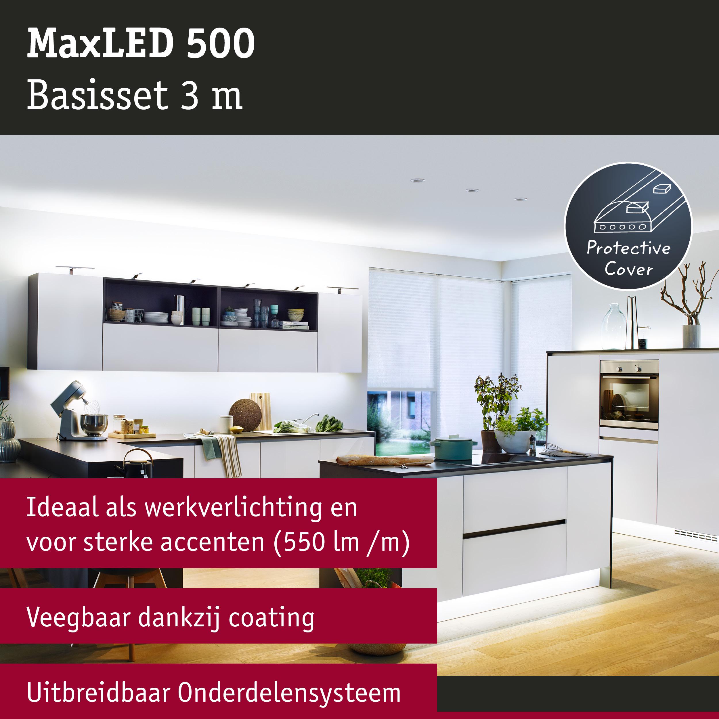 MaxLED 500 LED-verlichtingsset 3 m wit voor keukenwerkbladen met sterke accentverlichting