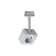 Moderner quadratischer LED-Strahler in Silber aus Metall für Schienensysteme, dimmbar