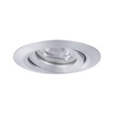 Round recessed spotlight in brushed silver aluminum with clear glass for modern LED lighting solutions