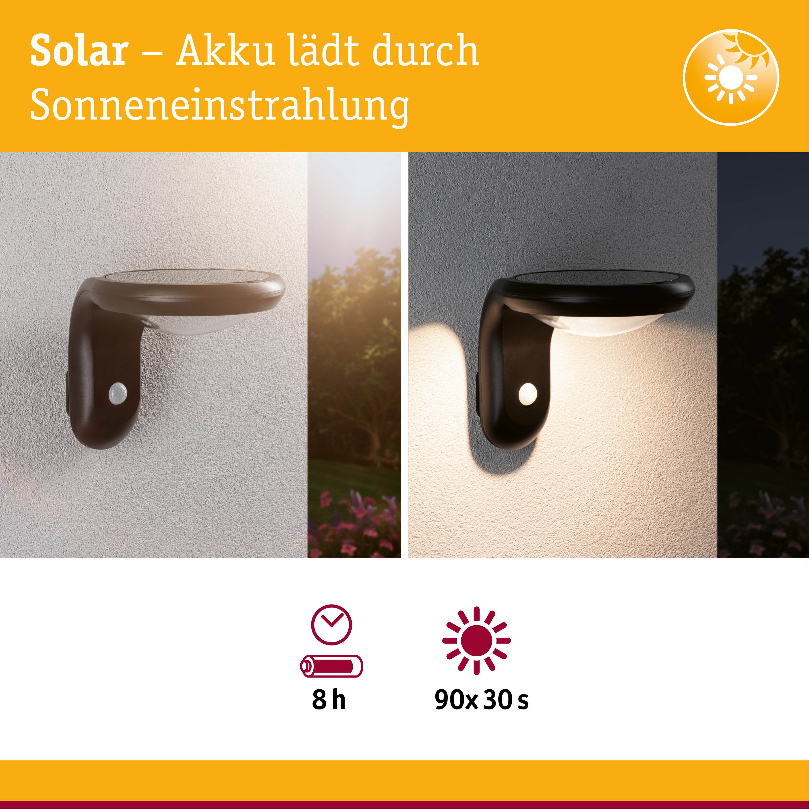 Solar LED Außenwandleuchte Diskola Dämmerungsgesteuerter Bewegungsmelder (IR) IP44 180x234mm 3000K 3,5W 400lm 3,7V Anthrazit Kunststoff