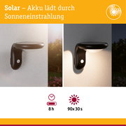 Solar LED Außenwandleuchte Diskola Dämmerungsgesteuerter Bewegungsmelder (IR) IP44 180x234mm 3000K 3,5W 400lm 3,7V Anthrazit Kunststoff