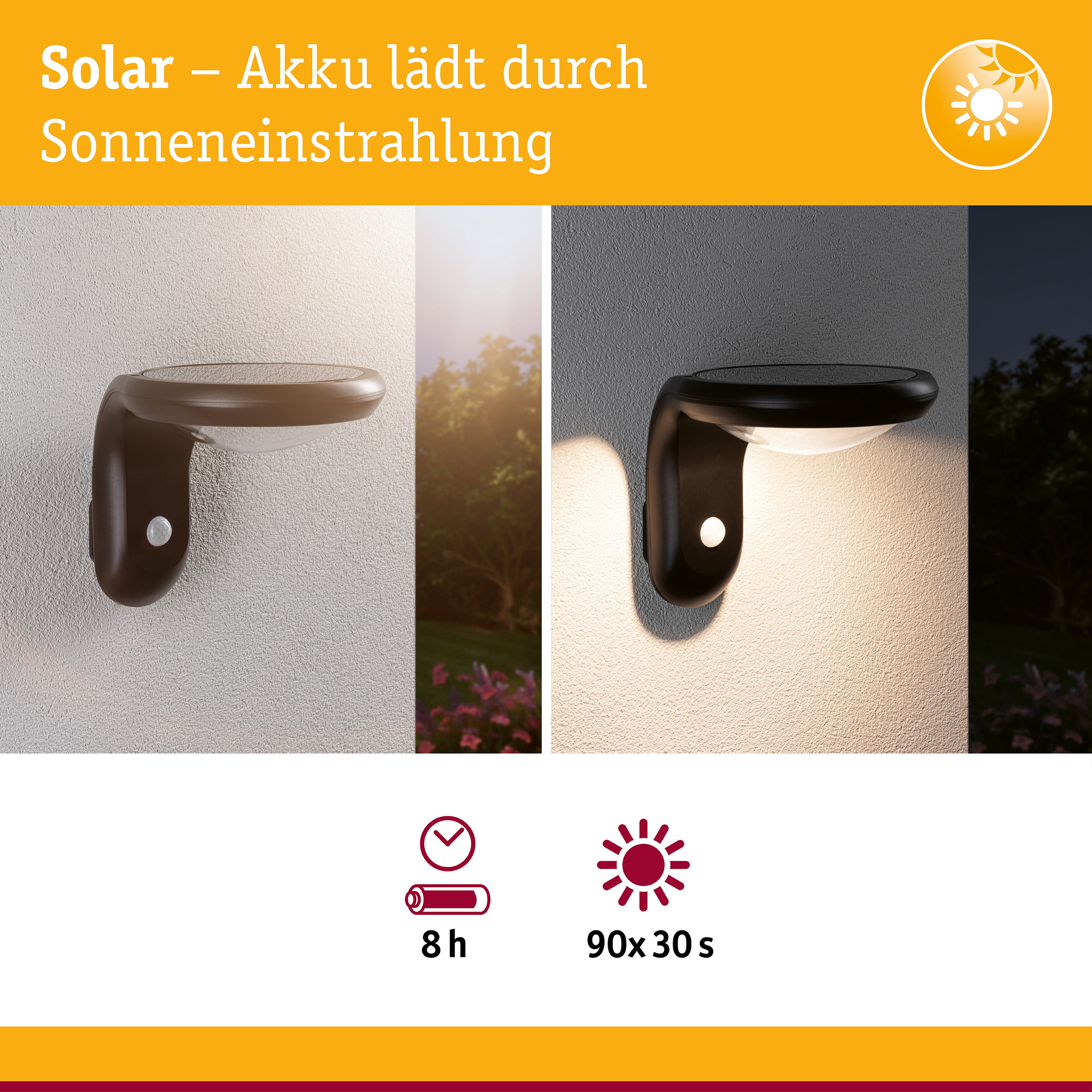 Solar LED Außenwandleuchte Diskola Dämmerungsgesteuerter Bewegungsmelder (IR) IP44 180x234mm 3000K 3,5W 400lm 3,7V Anthrazit Kunststoff