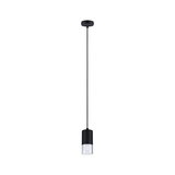 Zwarte metalen hanglamp met helder glas, moderne LED-lamp voor woonruimtes