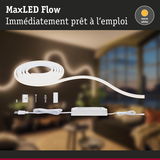 Bande LED flexible MaxLED Flow en blanc chaud avec alimentation et accessoires de montage pour éclairage intérieur