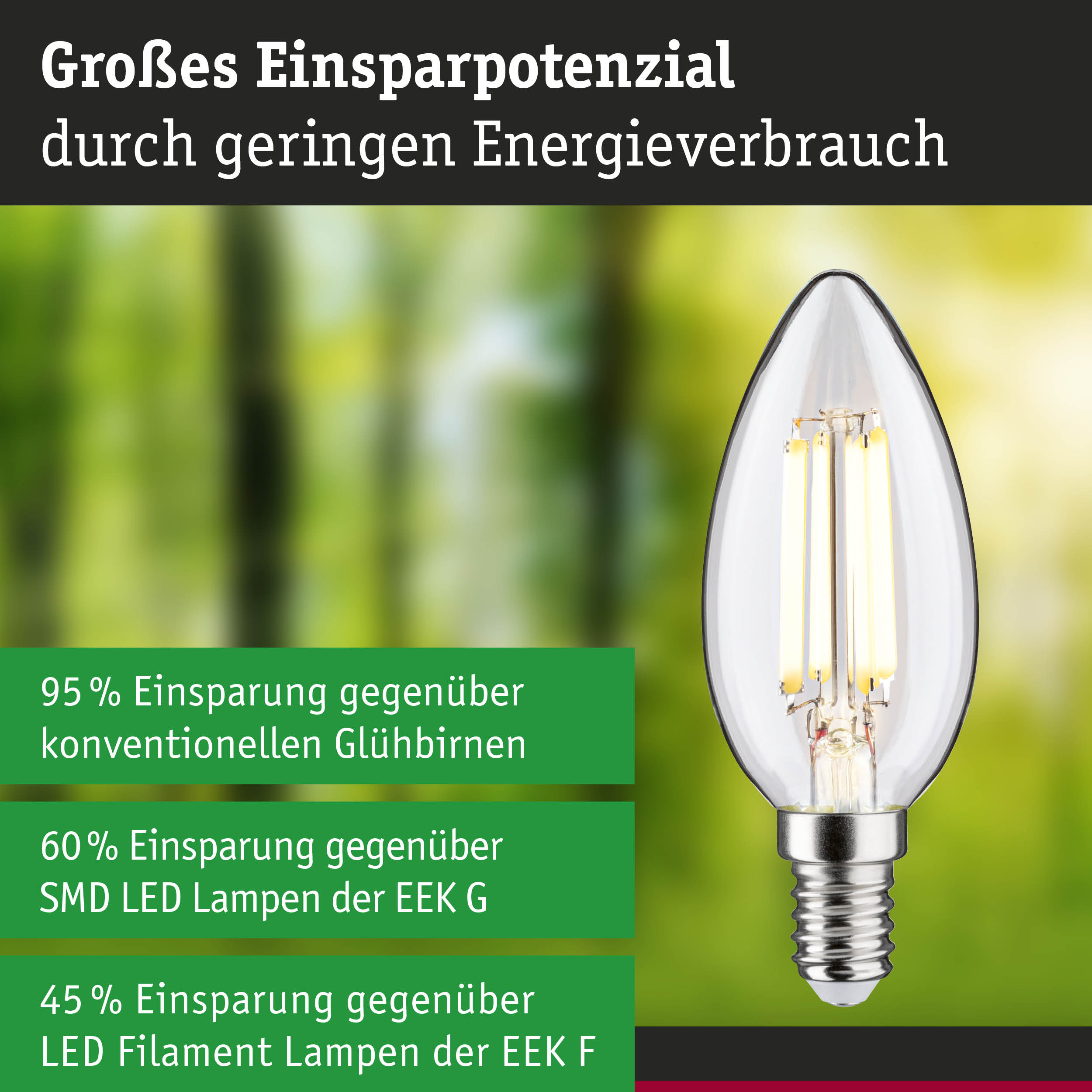 Efficient-Line Filament 230V LED Kerze E14 525lm 2,5W 3000K Klar