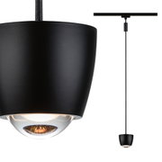 Schwarze Pendelleuchte mit Metall- und Glasmaterial, moderner minimalistischer Stil für Wohnraumbeleuchtung